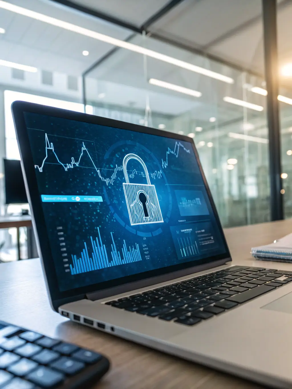 An image showing a secure digital lock on a contract document, representing the enhanced security and compliance features of ContractRX.